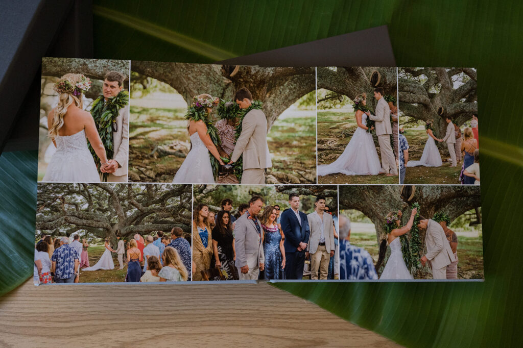 Lay-flat albums with Maui wedding photos